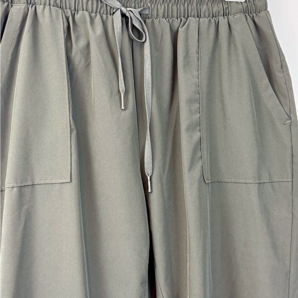 Apana Green Activewear Pants Patch Pockets Elastic Waist Sporty Wrinkle Free - Picture 13 of 16